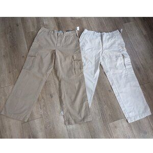 Lot of 2 NEW Gap & Old Navy Cargo Pants 33x30 Khaki Loose Fit Pockets Y2K Grunge